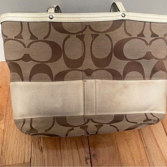 Coach Signature Stripe Tote Shoulder Bag - Picture 2 of 9